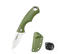 TONIFE Squirrel Full Tang Coltello da Collo Lama Fissa 4,3cm Totale 11,9cm con Fodero in Kydex e Catena a Sfera per Caccia, Campeggio, Sopravvivenza(Verde)