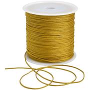 TONIFUL 1 mm x 100 yards Gold Nylon Cord Satin String for Bracelet Jewelry Making Rattail Macrame Waxed Trim Cord Necklace Bulk Beading Thread Kumihimo Chinese Knot Craft