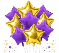 TONIFUL 15 palloncini grandi a forma di stella viola oro da 45,7 cm, grandi palloncini laser a elio in mylar per compleanni, matrimoni, addio al nubilato, anniversari, feste di fidanzamento