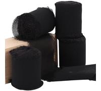 TONIFUL 4 rotoli di nastro in chiffon di seta nera da 3,8 cm, 20,1 m di nastri in chiffon con frange fatti a mano, set per inviti di nozze, bouquet da sposa, confezioni regalo, artigianato fai da te