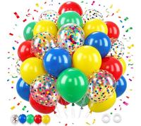 TONIFUL 60 palloncini rossi blu verdi gialli da 30,5 cm con palloncini colorati coriandoli, palloncini per feste per feste di compleanno per bambini per laurea 2026 Cinco de Mayo estate decorazioni