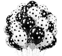 TONIFUL Confezione da 100 palloncini in lattice a pois bianchi e neri, 30,5 cm, decorazioni per compleanni, matrimoni, baby shower, laurea, rivelazione di genere e addio al nubilato