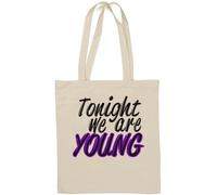 Tonight We are Young - Borsa tote in cotone naturale, colore: Bianco
