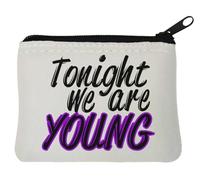 Tonight We are Young - Portamonete in neoprene, 10 x 11 cm, colore: Bianco