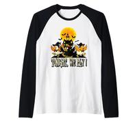 Tonight We Fly Funny Chicken Witches Halloween Humor Maglia con Maniche Raglan
