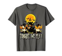 Tonight We Fly Funny Chicken Witches Halloween Humor Maglietta