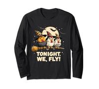 Tonight We Fly Funny Witchy Polli Spooky Farm Halloween Maglia a Manica