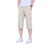 TONINMM Pantaloni 3/4 Uomo Pantaloni dal Taglio Dritto E Pulito con Chiusura A Bottoni E Zip, Tasche Laterali, Perfetti per Il Lavoro E Le Uscite Estive Informali