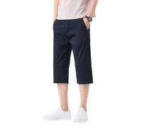 TONINMM Pantaloni 3/4 Uomo Pantaloni dal Taglio Dritto E Raffinato, con Chiusura A Bottoni E Zip E Tasche Oblique, Perfetti per Un Look Adatto Sia All'Ufficio Che al Tempo Libero