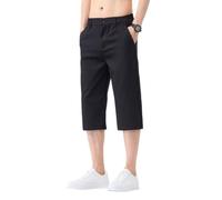 TONINMM Pantaloni 3/4 Uomo Pantaloni dal Taglio Dritto E Raffinato, con Chiusura A Bottoni E Zip E Tasche Oblique, Perfetti per Un Look Adatto Sia All'Ufficio Che al Tempo Libero