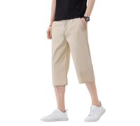 TONINMM Pantaloni 3/4 Uomo Pantaloni dal Taglio Dritto E Raffinato, con Chiusura A Bottoni E Zip E Tasche Oblique, Perfetti per Un Look Adatto Sia All'Ufficio Che al Tempo Libero