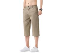 TONINMM Pantaloni 3/4 Uomo Pantaloni dal Taglio Dritto E Raffinato, con Chiusura A Bottoni E Zip E Tasche Oblique, Perfetti per Un Look Adatto Sia All'Ufficio Che al Tempo Libero
