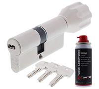 ToniTec Abus ECK550 - Set di serratura a cilindro con pomello, 3 chiavi, misura 45 55 K mm + detergente ToniTec