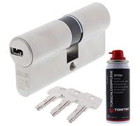 ToniTec Set di serratura a cilindro ABUS, doppio cilindro EC550, con 3 chiavi, misura 30 80 mm + spray per la cura ToniTec