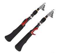 TONIXY 1 confezione di canna da pesca telescopica e mulinello per set combinato, metallo ABS liscio sensibile, 1,6 m, nero rosso, acqua salata d'acqua dolce (canna da pesca dritta)