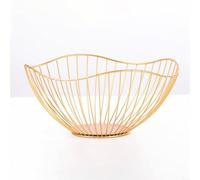 TONIXY Ciotola per frutta realizzata a mano in filo metallico di ferro, design a trama aperta, 26,5 x 12 cm, rivestimento nero oro opaco, facile da pulire, per bancone della cucina, centrotavola, 1