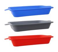 TONIXY Confezione da 3 fodere in silicone per vaschetta antigoccia compatibili con Weber Grill, riutilizzabili, resistenti al calore, per barbecue, 21,8 x 15,2 x 15,8 x 4,9 cm, colore: blu, rosso