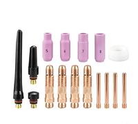 TONIXY Kit di accessori per torcia TIG da 16 pezzi con bocchette per ugelli, pinze e guarnizioni compatibili con serie WP-17 WP-18 WP-26 per acciaio al carbonio