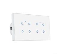 TONIXY Per Smart Wifi Touch Switch 5/6/8 Gang, Pannello in Vetro Temperato, Controllo Vocale, Per Alexa Google, Controllo remoto App, Solo On/Off, Bianco, 146X86Mm, Per La Casa, Per Illuminazione