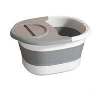 TONIXY Relax Your Feet Anywhere - Secchio pieghevole in silicone per pediluvio, 41 x 35 cm, portatile, pieghevole, per casa, viaggi, verde, arancione, grigio, blu (con copertura grigia)