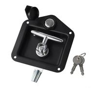 TONIXY Serratura a T con chiusura a punto singolo, con guarnizione, in acciaio inox, pieghevole, per porta di camion e rimorchi, con 2 chiavi, colore nero