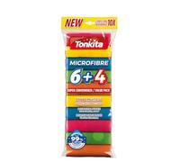 Tonkita | 6+4 Panni Multiuso in Microfibra Colorate, 30x30 Cm, Microfibra con Potere Extra Pulente Ideale su Ogni Superficie, Panni Per La Pulizia Multiuso, 10 Panni