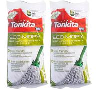 TONKITA | Eco Mopy Lavapavimenti della Linea We Like Green, 100% Cotone, Mocio Lavapavimenti, Materiali 100% Riciclati e Riciclabili, Pulizia Pavimenti Grezzi - Made In Italy (Confezione da 2)