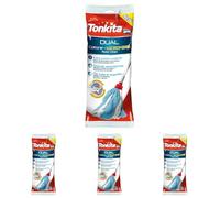 TONKITA | Mop Dual Ricambio, Mop Lavapavimenti in Cotone e Microfibra, Extra Potere Pulente e Super Assorbente, Adatto a Tutte le Superfici, Manico Non Incluso - Made In italy (Confezione da 4)