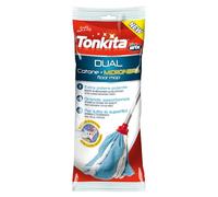 TONKITA | Mop Dual Ricambio, Mop Lavapavimenti in Cotone e Microfibra, Extra Potere Pulente e Super Assorbente, Adatto a Tutte le Superfici, Manico Non Incluso - Made In italy