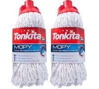 TONKITA | Mopy Mop Ricambio, Mop Lavapavimenti NO Manico, Mocio per Pavimenti con Fettucce In Cotone, Ricambio Per Mocio, Rapida Assorbenza (Confezione da 2)