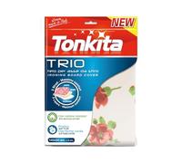 Tonkita | Trio Telo Triplo Strato per ASSE da Stiro, 140x50 cm, Copri ASSE in Cotone Riciclato, Spugna e Morbido Mollettone, con Clip Ferma Corda, per Assi da Stiro Fino a 132x42 cm - Made in Italy