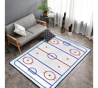 Tono Blu Della Pista Di Hockey Su Ghiaccio E Grafica Rossa Tappeto Stampato In 3D Decorazioni Per La Casa Morbida Flanella Tappeto Da Letto Per Bambini Gioca Un Tappeto Gattonare Per Soggiorno, 100 X