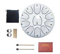 Tono Da 6 Pollici 11 Tongue Drum Le Note Alte E Basse Sono Collegate, Facili Da Imparare Handpan La Base Di Gomma Non è Facile Da Scivolare Tamburo In Acciaio(Bianca)