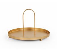 Tono Su Tono Vassoio con Manico in Metallo H 140 Mm D 210 Mm Oro