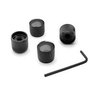 Tono volume in metallo Dome Tone chitarra velocità manopole di controllo con chiavi a brugola viti set per Fender Stratocaster Telecaster Gibson Les Paul chitarra elettrica o basso, Chrome, confezione da 4 pz, Musicone, Black