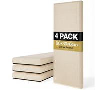 TONOR 4 PCS Grandi Pannelli Fonoassorbenti, 90x30x6 cm Pannello Acustica 3D in Fibra di Vetro con Autoadesivo, Pannello Decorativo per pareti che Assorbe L'eco, per Studio/Soggiorno/Ufficio, Beige