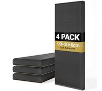 TONOR 4 PCS Grandi Pannelli Fonoassorbenti, 90x30x6 cm Pannello Acustica 3D in Fibra di Vetro con Autoadesivo, Pannello Decorativo per pareti che Assorbe L'eco, per Studio/Soggiorno/Casa/Ufficio, Nero