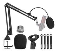 TONOR Braccio per Microfono Regolabile con Filtro Anti-Pop, Adattatore da 3/8" a 5/8", Clip per Microfono, Morsetto Resistente, Ideale per Podcast, Streaming, Giochi, Telelavoro, 35 cm +35 cm, T20
