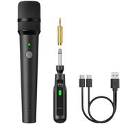 TONOR Microfoni Dinamici Wireless Ricaricabili, Sistema Microfoni Portatili Senza Fili con Ricevitore per Karaoke, Canto, Feste in Casa, Compleanni, Discorsi, Durata 30H, 2.4GHz, TW 210