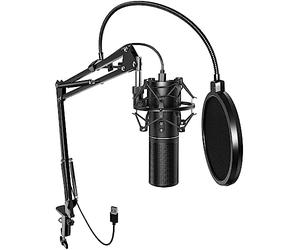 TONOR Microfono a condensatore per PC, USB Microfono per streaming e gaming, Cardioide Mic per Podcast,Youtube,Registrazione, Musica, Set di Microfoni con Supporto a Braccio, 200cm, Q9 Nuova