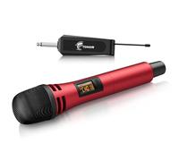 TONOR Microfono Karaoke Wireless, Microfono Vocale Dinamico Professionale UHF con Ricevitore Ricaricabile per Karaoke/Discorsi/Matrimoni/DJ/Spettacoli/Aule/Conferenze, Portata 60M, Rosso, TW310