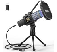 TONOR Microfono USB, microfono cardioide a condensatore per computer, PC, con supporto treppiede, filtro pop, supporto antiurto per giochi, streaming, podcasting, YouTube, Twitch,RGB, TC30