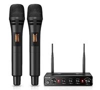 TONOR Microfono Wireless Dinamico, Professionale Sistema di microfoni per Karaoke, UHF Set Mic Senza Fili per DJ, Discorsi, Feste Domestico, Singing, Chiese, Matrimoni, 60M, Nero, TW350