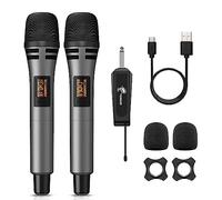 TONOR Microfono Wireless Dinamico, UHF Sistema Microfoni Senza Fili Portatile in Cordless, per DJ, Discorsi, Feste Domestico, Singing, Chiese, Matrimoni, Rosso, Uscita 1/4" per Amplificatore