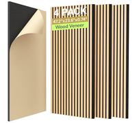 TONOR set di 4 Pannelli Fonoassorbenti in Legno Impiallacciato, 120x60x1,9 cm, Piastrella da Parete Autoadesiva, Pannello Acustico Decorativo 3D, Pannelli Acustici per Soggiorno, Ufficio, Quercia