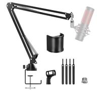 TONOR Supporto per Microfono con Gestione Dei Cavi, Supporto per Microfono Regolabile con Filtro Anti-pop Extra-large per Podcast, Streaming, Giochi, Adattatore da 3/8" a 5/8", Lunghezza Extra, T10L