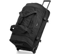 TONRUYN 100L Trolley da Viaggio Grande con Ruote e Manico Telescopico Borsone Valigia Morbido XL con Porta Scarpe Base Rigida a Doppio Strato per Campeggio Vacanze, 74 cm, Nero