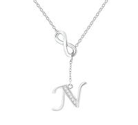 Tonsee Accessoire Collana da donna 8 a forma di nappa, in argento, per donne, A-Z-26, per adolescenti, ragazzi, ragazze, n, misura unica