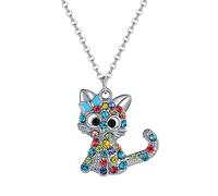 Tonsee Accessoire Collana da donna in acciaio inox collana gatto collana donna donna moda animale domestico gatto ciondolo colore cavo collana clavicola per illuminazione rimorchio completo 13 poli