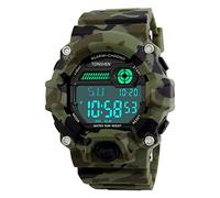 TONSHEN Digitale Uomo Orologio da Polso Sportivo 50M Impermeabile LED Outdoor Militare Tattica Orologi 12H/24H Tempo Mimetico Plastica Lunetta e Gomma Band Cronometro Sveglia Semplice Design